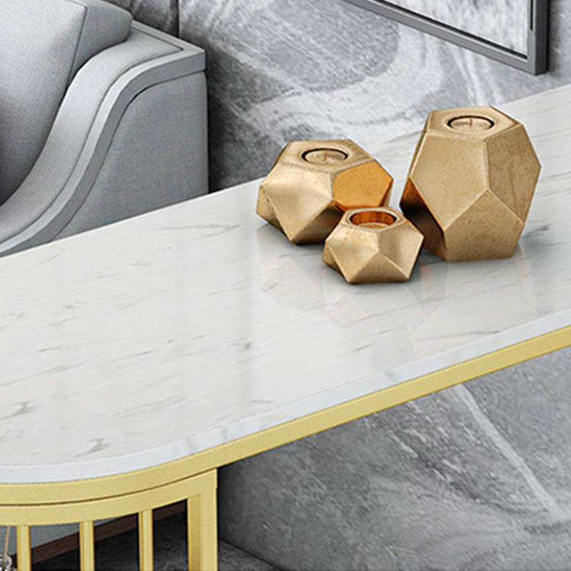 Stone Bar Dining Table Glam Style Rectangle Bar Table with Double Pedestal for Dining Room