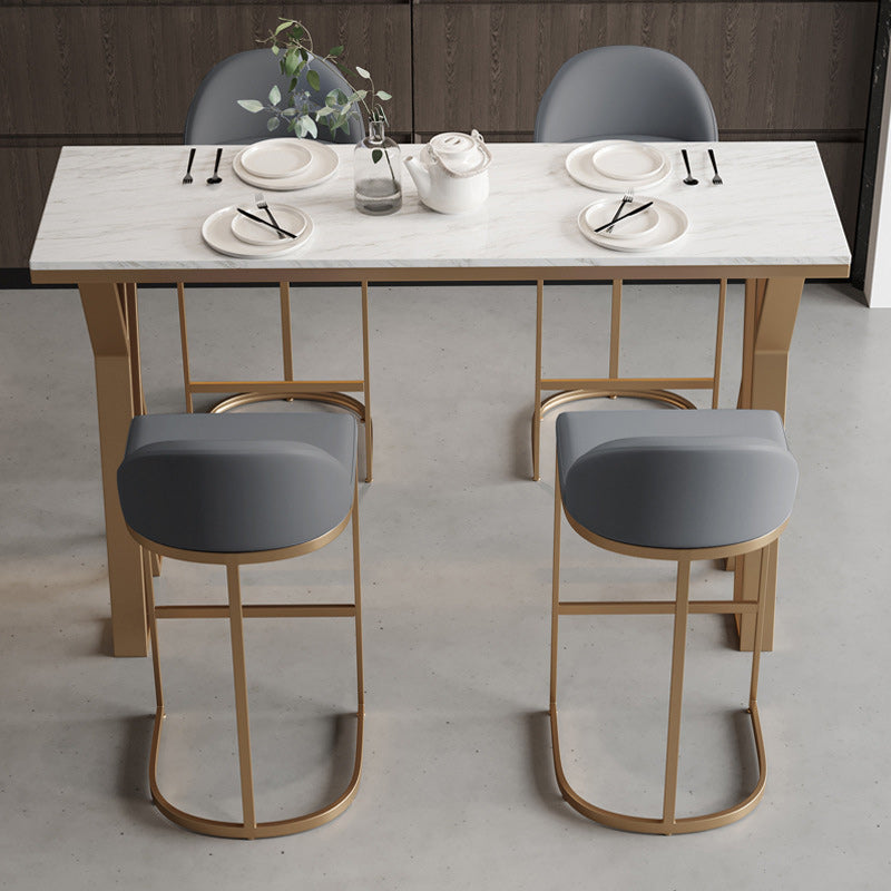 Stone Bar Dining Table Modern Rectangle Bar Table with 4 Legs Pedestal for Dining Room