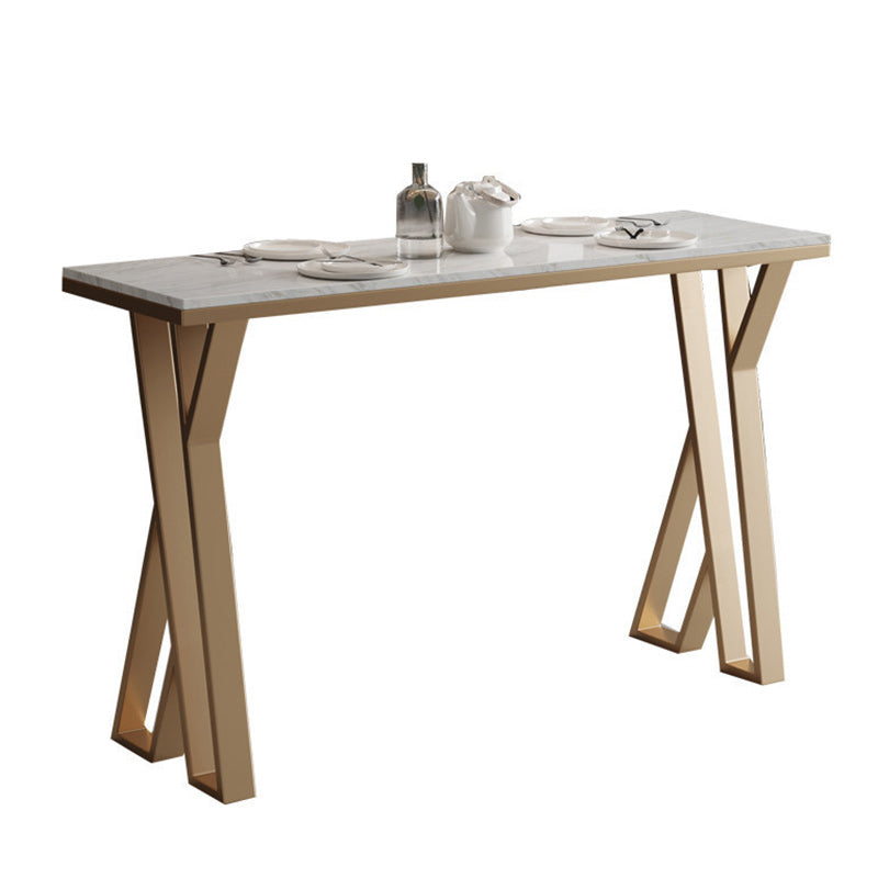 Stone Bar Dining Table Modern Rectangle Bar Table with 4 Legs Pedestal for Dining Room