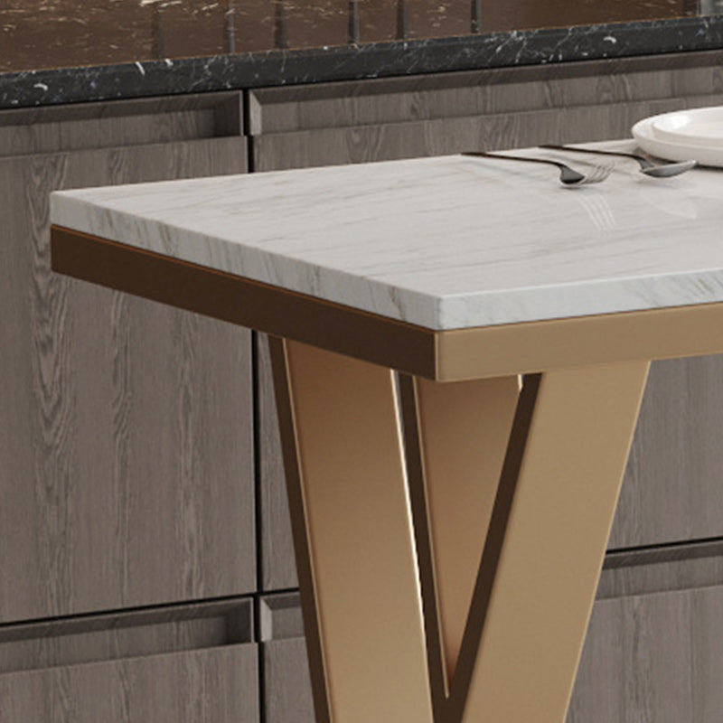 Stone Bar Dining Table Modern Rectangle Bar Table with 4 Legs Pedestal for Dining Room