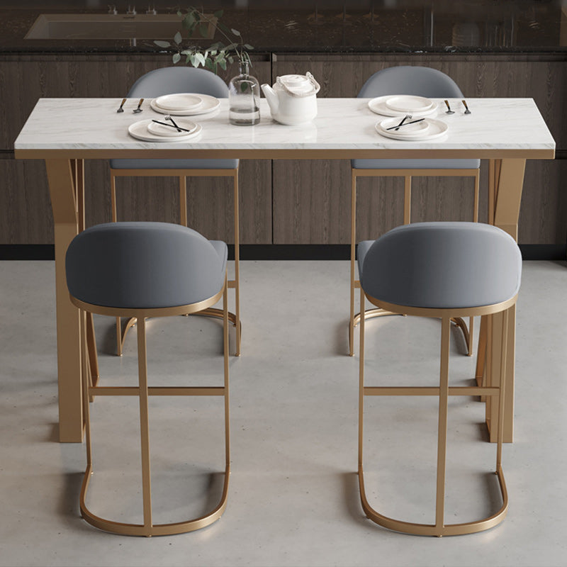 Stone Bar Dining Table Modern Rectangle Bar Table with 4 Legs Pedestal for Dining Room