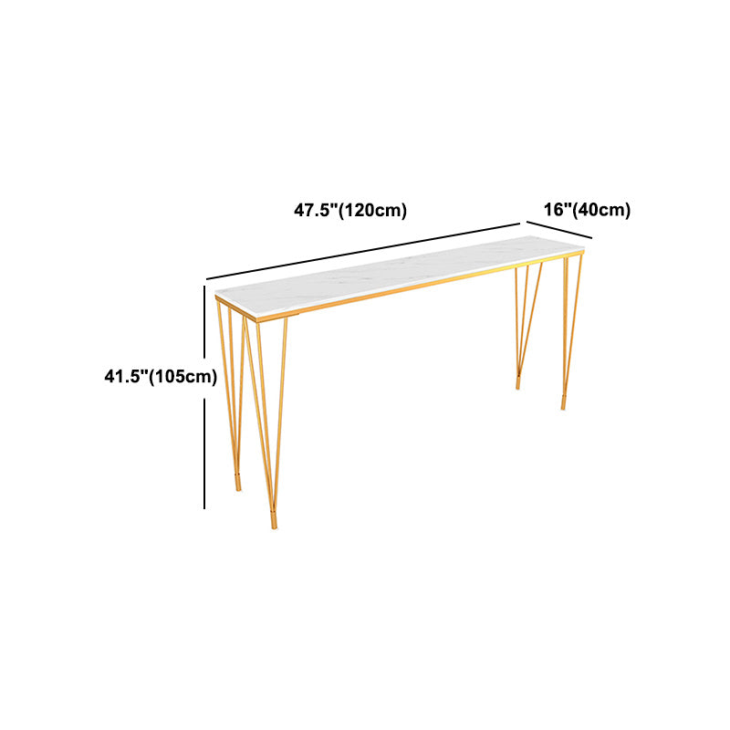 Stone Bar Dining Table Modern Rectangle Bar Table with 4 Legs Pedestal for Kitchen