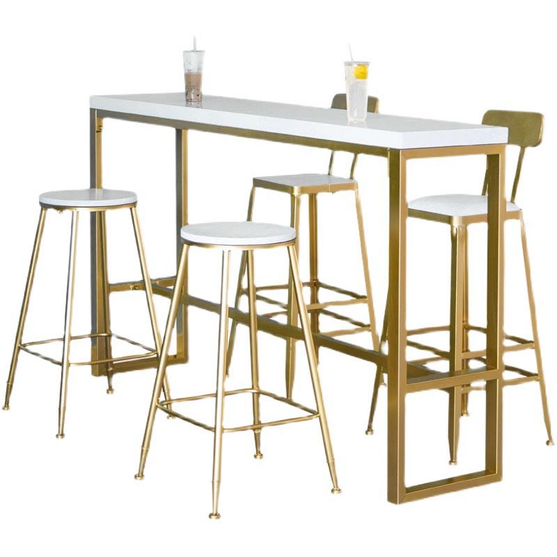 Glam Style Bar Table Gold Pedestal Pub Table for Living Room