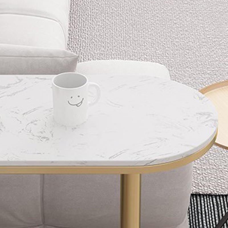 Contemporary Bar Table Stone Top Indoor Bistro Table with Storage Rack