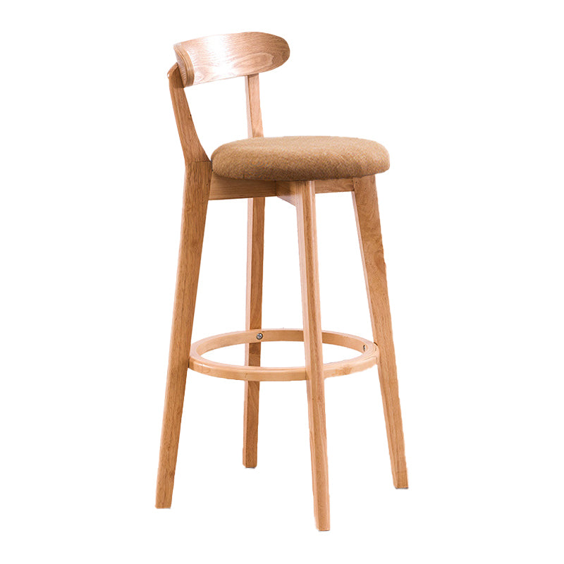 Scandinavian Upholstered Footrest Low Back Stool 27.55'' Beech Bar Stool