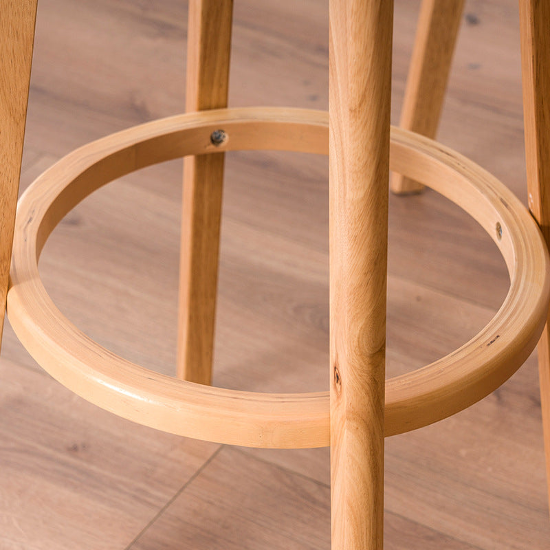 Scandinavian Upholstered Footrest Low Back Stool 27.55'' Beech Bar Stool