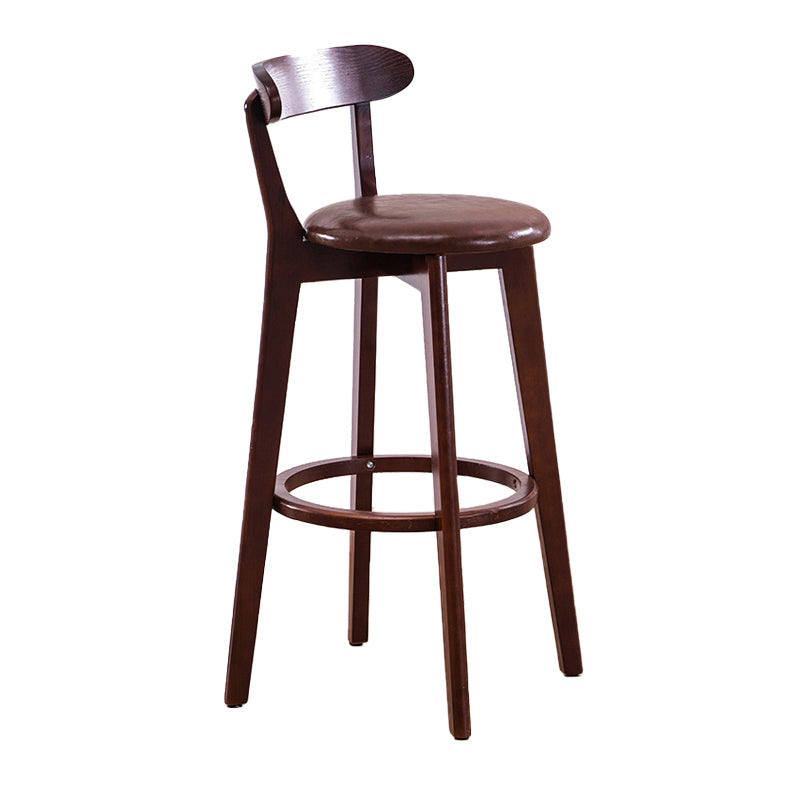 Scandinavian Upholstered Footrest Low Back Stool 27.55'' Beech Bar Stool