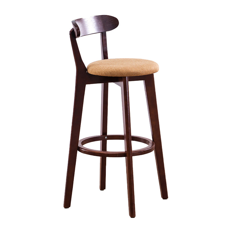 Scandinavian Upholstered Footrest Low Back Stool 27.55'' Beech Bar Stool
