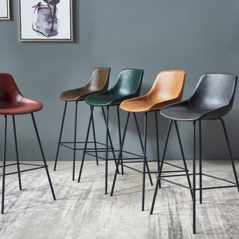 Contemporary Bar-stool PU Leather Counter Bar Stool for Kitchen with 4 Metal Legs