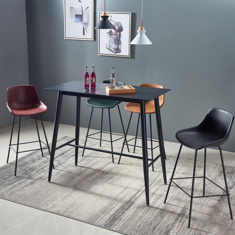 Contemporary Bar-stool PU Leather Counter Bar Stool for Kitchen with 4 Metal Legs