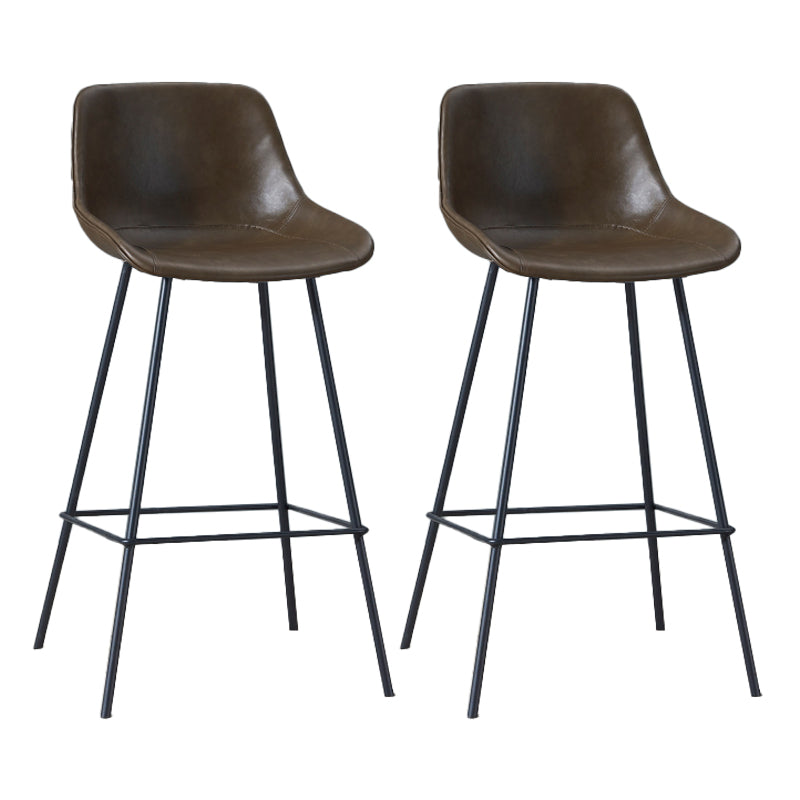 Contemporary Bar-stool PU Leather Counter Bar Stool for Kitchen with 4 Metal Legs