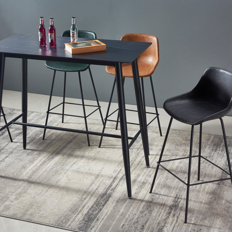 Contemporary Bar-stool PU Leather Counter Bar Stool for Kitchen with 4 Metal Legs