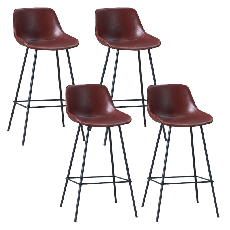Contemporary Bar-stool PU Leather Counter Bar Stool for Kitchen with 4 Metal Legs