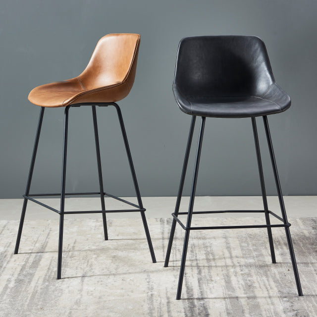 Contemporary Bar-stool PU Leather Counter Bar Stool for Kitchen with 4 Metal Legs