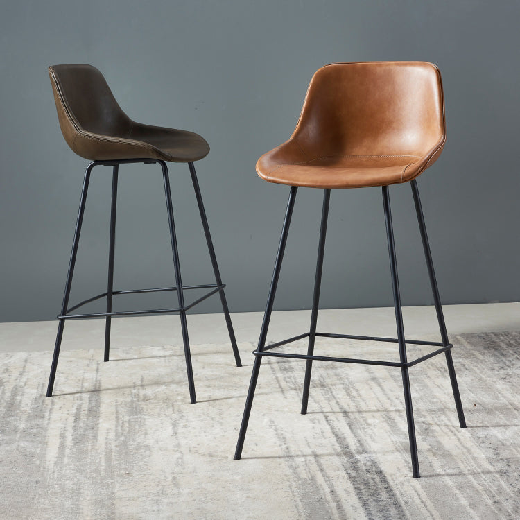 Contemporary Bar-stool PU Leather Counter Bar Stool for Kitchen with 4 Metal Legs