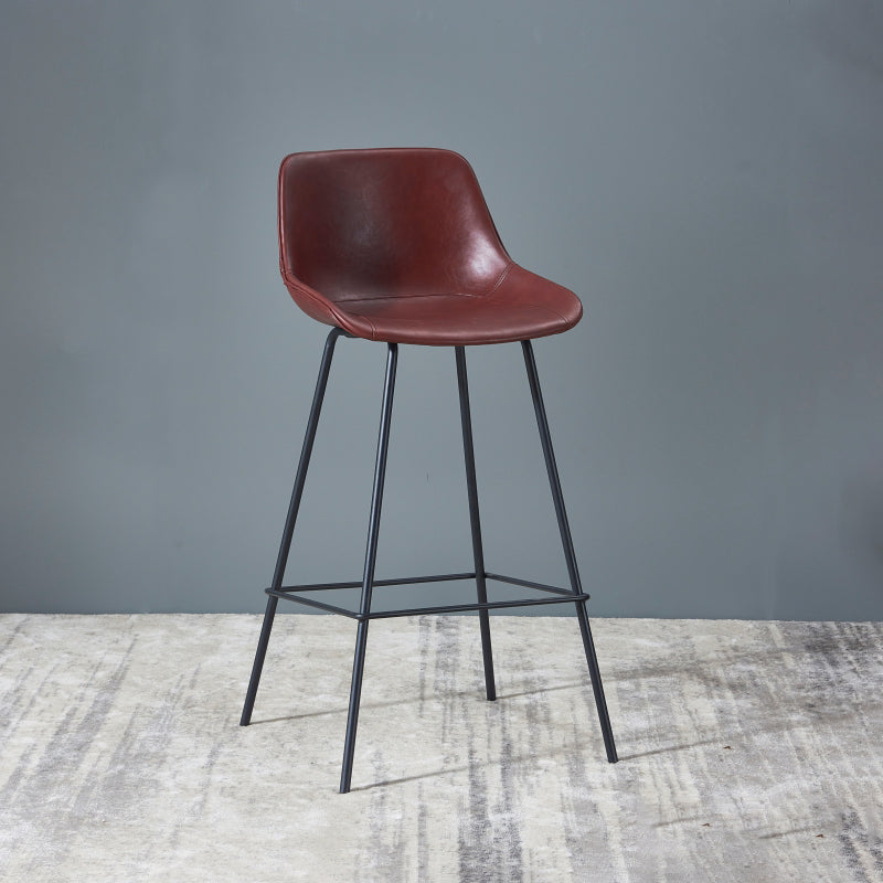 Contemporary Bar-stool PU Leather Counter Bar Stool for Kitchen with 4 Metal Legs