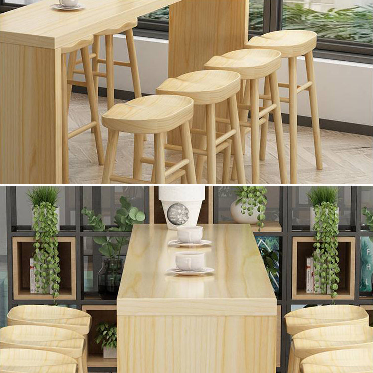 Modern Rectangle Solid Wood Bar Table Set 1/5/9 Pieces Counter Table with Backless Stools