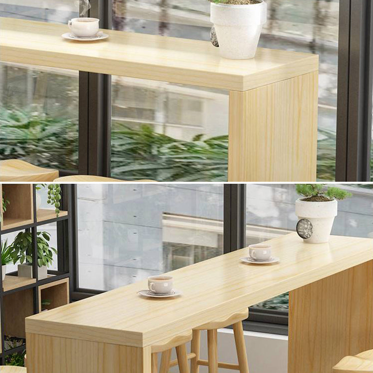 Modern Rectangle Solid Wood Bar Table Set 1/5/9 Pieces Counter Table with Backless Stools