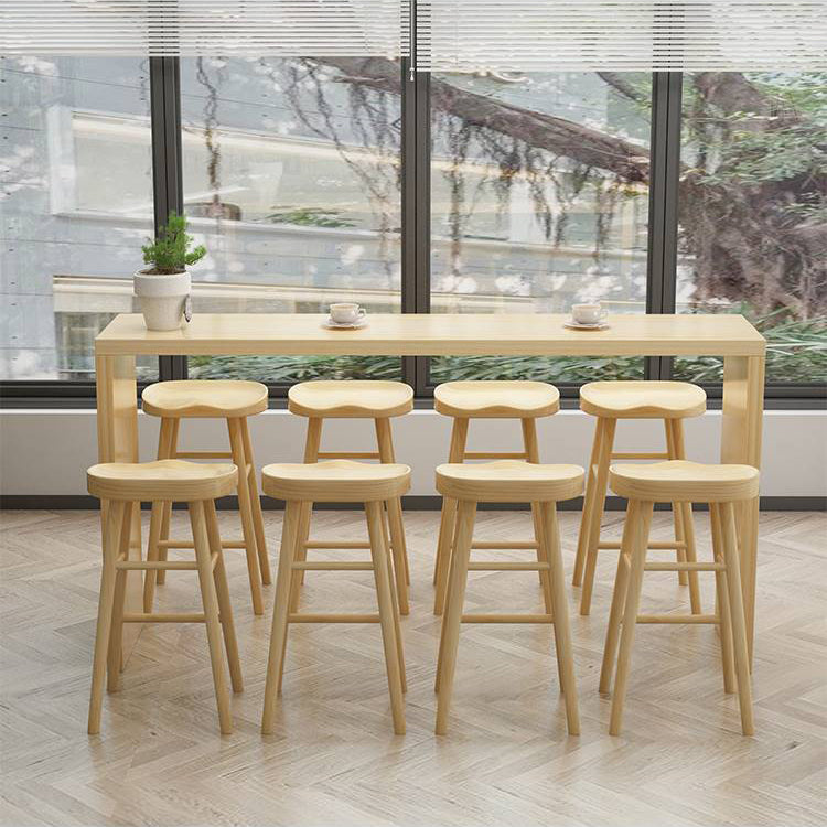 Modern Rectangle Solid Wood Bar Table Set 1/5/9 Pieces Counter Table with Backless Stools