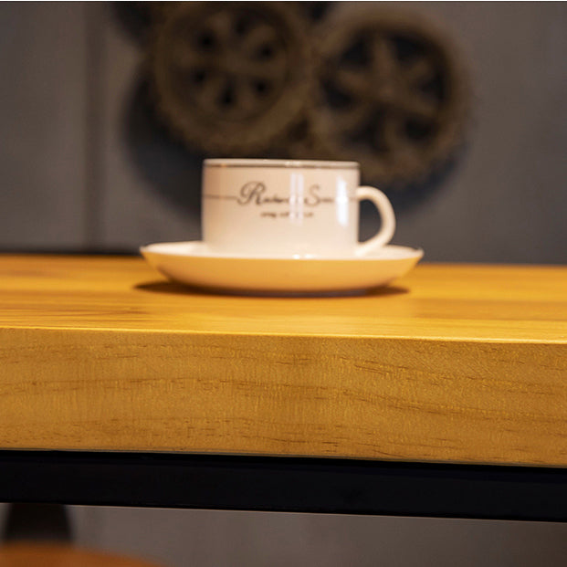 1/4/7/9 Pieces Industrial Iron Bar Table Set Rectangle Pine Wood Bistro Set with Footrest