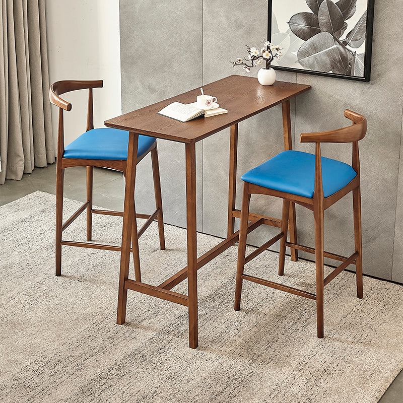 Modern Rectangle Ash Bar Table Set 1/2/3 Pieces Counter Table with Armless High Stools
