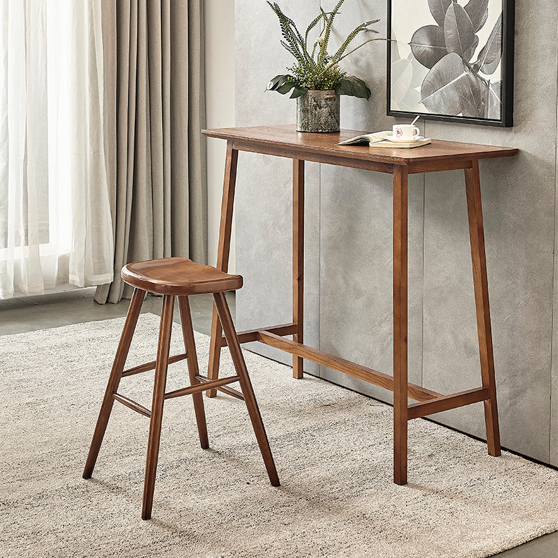 Modern Rectangle Ash Bar Table Set 1/2/3 Pieces Counter Table with Armless High Stools