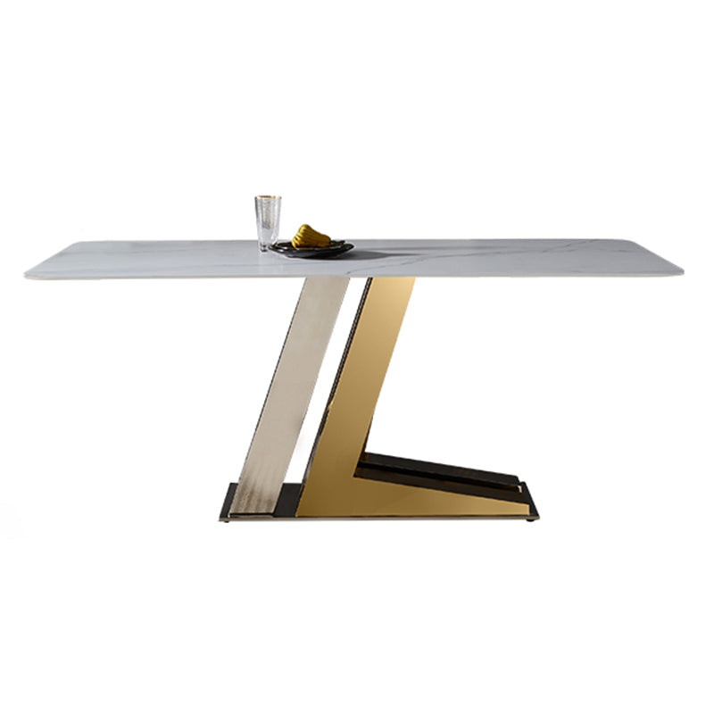 Glam Rectangle Dinette Set 1/4/5/7 Pieces Dining Table Set with White Sintered Stone Top