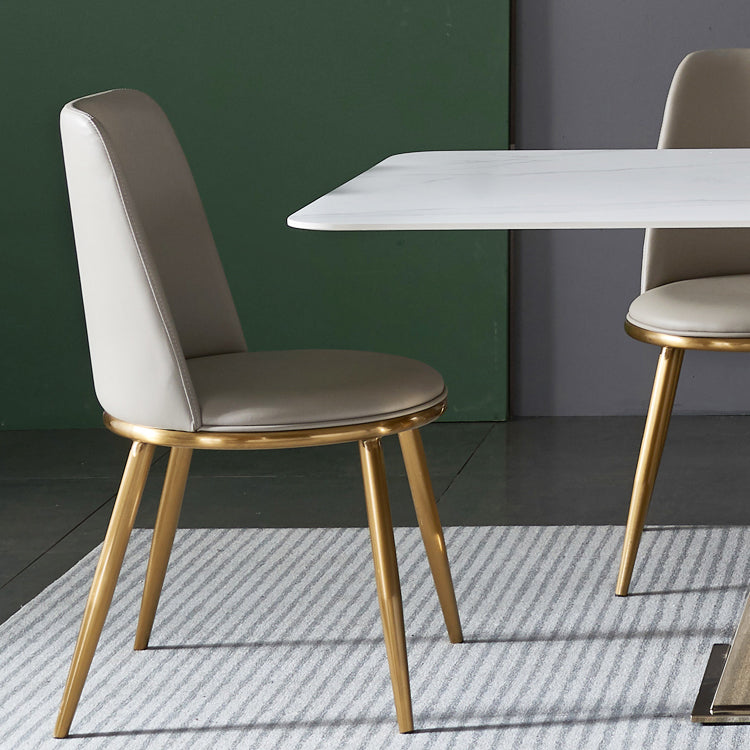 Glam Rectangle Dinette Set 1/4/5/7 Pieces Dining Table Set with White Sintered Stone Top