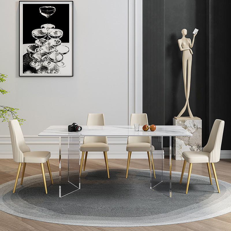 Modern Rectangle Sintered Stone Dining Table Set 1/2/5/6/7 Pieces Dining Set