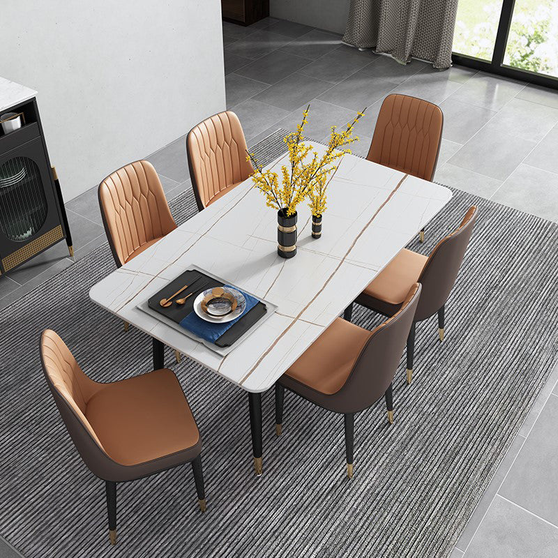 Glam Rectangle Dinette Set 1/2/5/7 Pieces Dining Table Set with Sintered Stone Top
