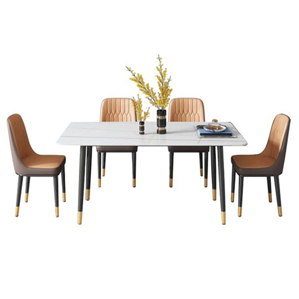 Glam Rectangle Dinette Set 1/2/5/7 Pieces Dining Table Set with Sintered Stone Top