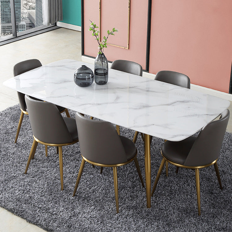 Designer Style Sintered Stone Top Dining Set Rectangle 1/4/5/7 Pieces Dinette Table Set