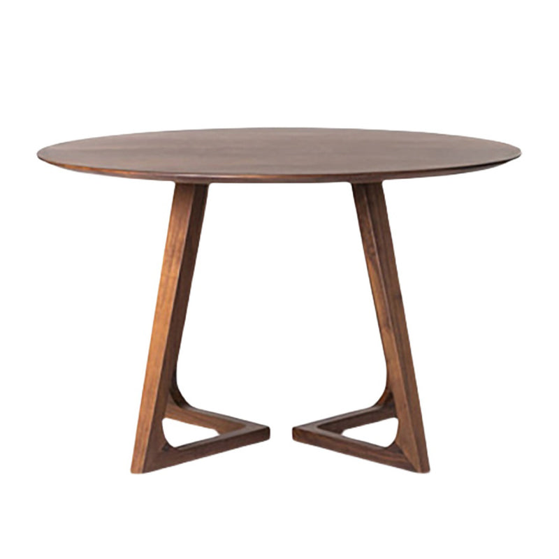 Round Wood Color Dining Table Pine Solid Wood Modern Table with Double Pedestal