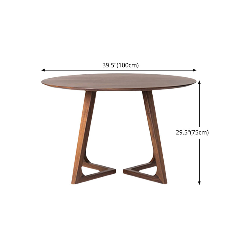 Round Wood Color Dining Table Pine Solid Wood Modern Table with Double Pedestal