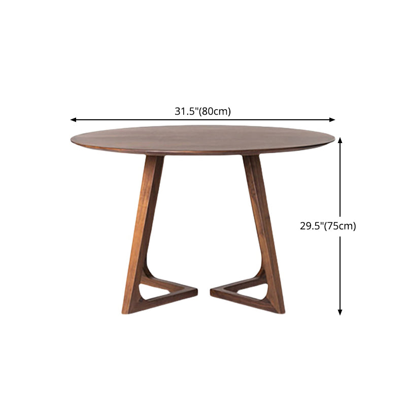 Round Wood Color Dining Table Pine Solid Wood Modern Table with Double Pedestal