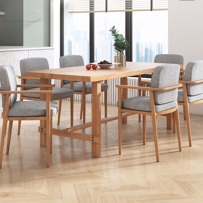 Rectangle Pine Wood Table for Restaurant Modern Dining Table with Trestle Base