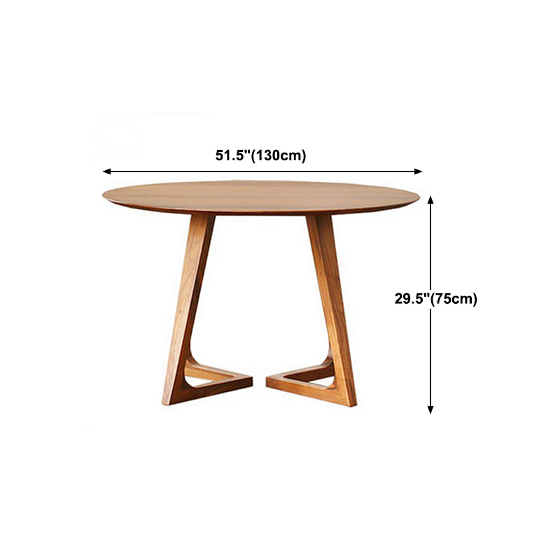 Round Double Pedestal Modern Table Fixed Table with Solid Wood