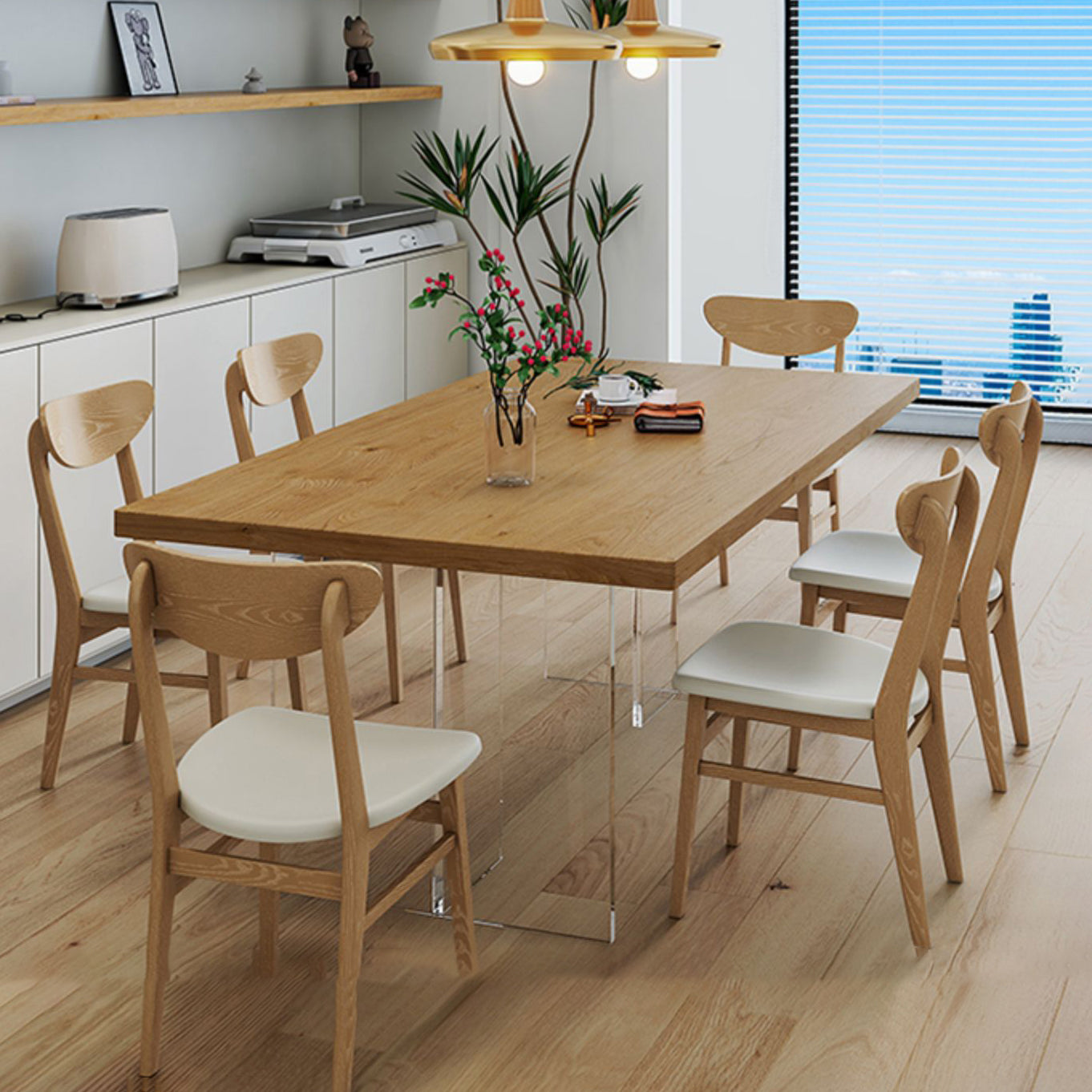 Modern Style Dining Table Rectangle Table with Acrylic Base for Home