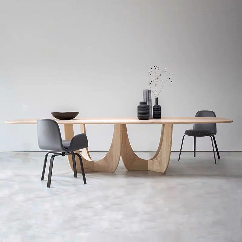 Contemporary Dining Table Oval Solid Wood Dinner Table Home Kitchen Dinner