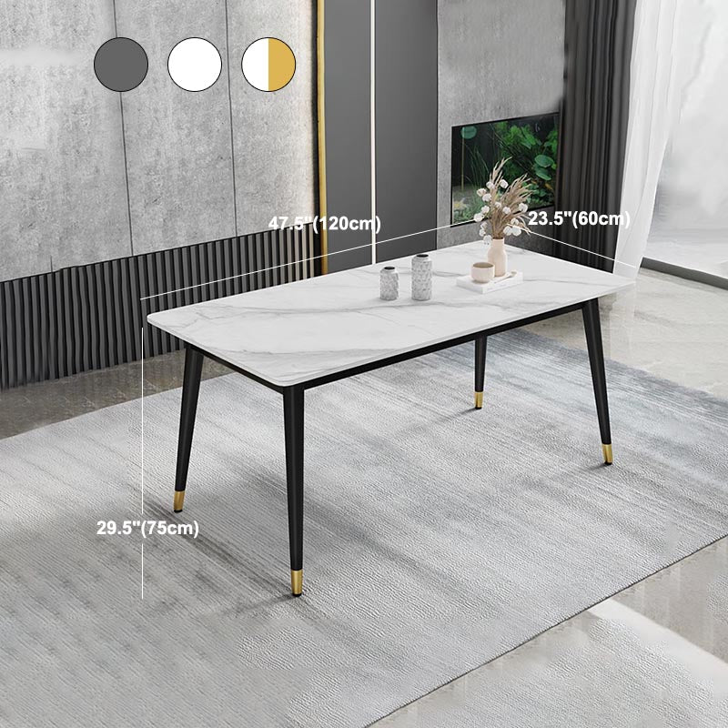 Black Metal 4 Legs Dining Room Table Traditional Luxury Rectangle Dining Table