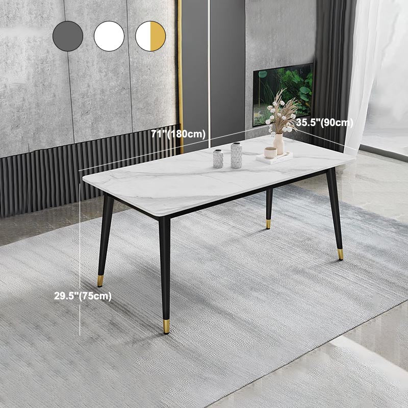 Black Metal 4 Legs Dining Room Table Traditional Luxury Rectangle Dining Table