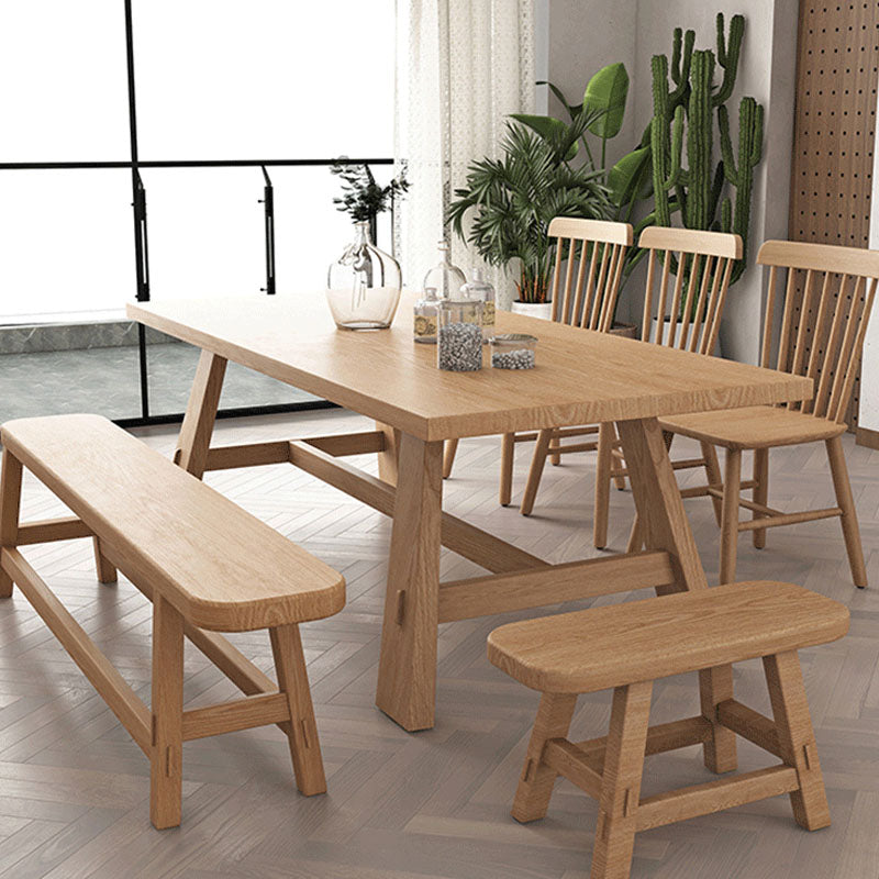 Rectangle Dining Table Contemporary Style Solid Wood Dinner Table for Kitchen Home