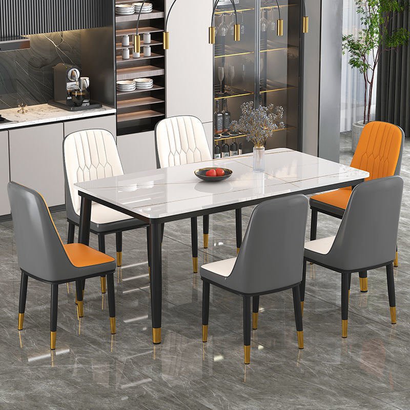 Modern White Marble Counter Table Rectangle Dining Table for Kitchen