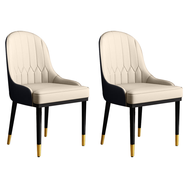 Glam Faux Leather Dining Chairs Metal Arm Dining Room Chairs for Restaurant Use
