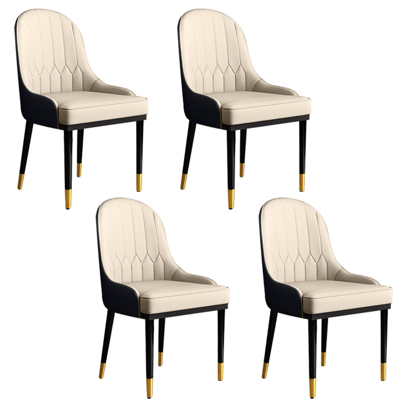 Glam Faux Leather Dining Chairs Metal Arm Dining Room Chairs for Restaurant Use