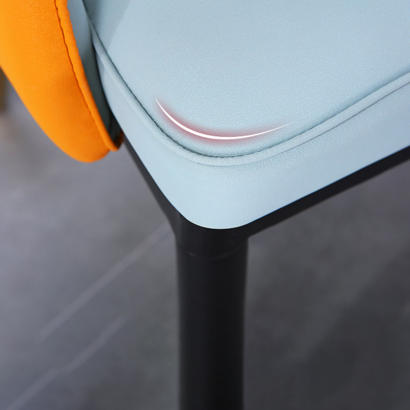 Glam Faux Leather Dining Chairs Metal Arm Dining Room Chairs for Restaurant Use