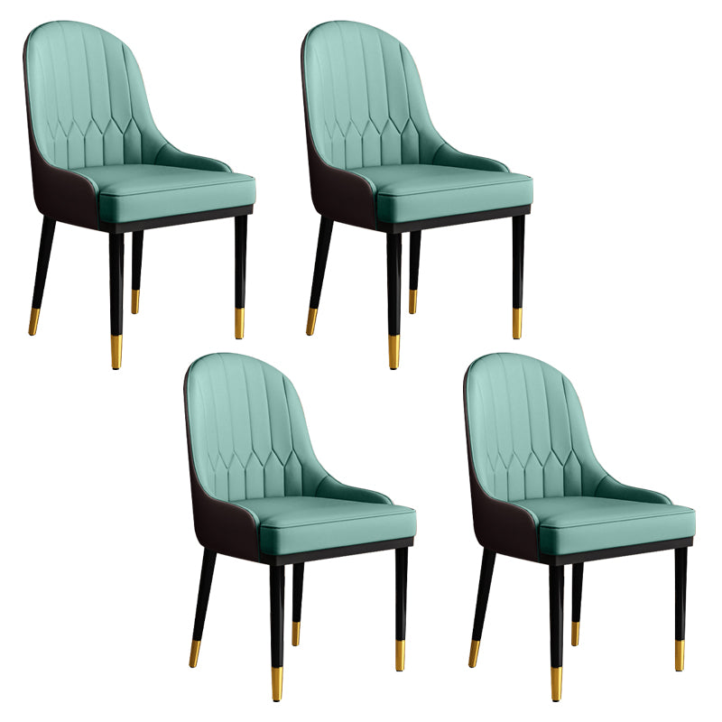 Glam Faux Leather Dining Chairs Metal Arm Dining Room Chairs for Restaurant Use