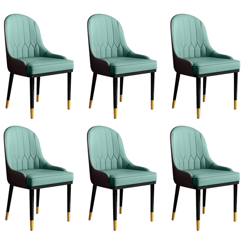 Glam Faux Leather Dining Chairs Metal Arm Dining Room Chairs for Restaurant Use