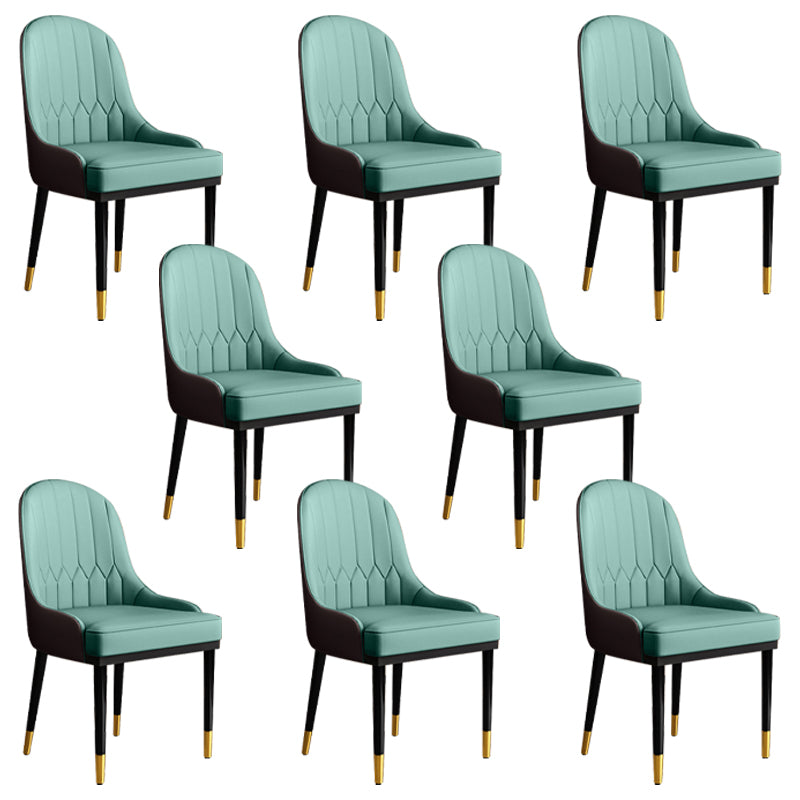 Glam Faux Leather Dining Chairs Metal Arm Dining Room Chairs for Restaurant Use