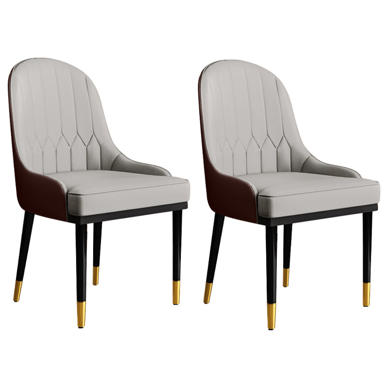 Glam Faux Leather Dining Chairs Metal Arm Dining Room Chairs for Restaurant Use